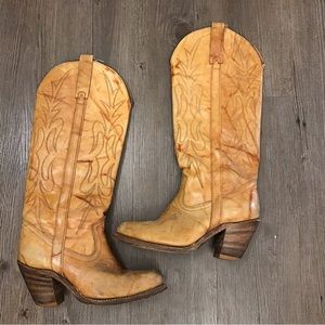 Vintage well worn leather cowboy boots